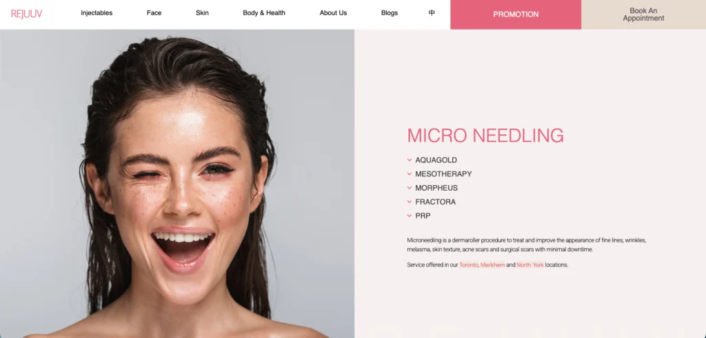 Best microneedling clinics Toronto Rejuuv Medi Spa for personalized skin treatments.