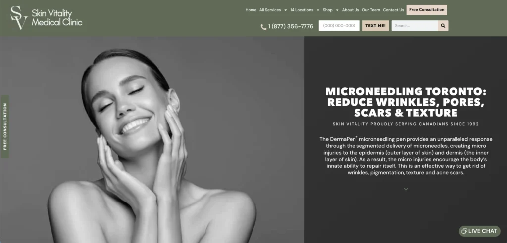 Microneedling clinics Toronto services at Skin Vitality Medical Clinic.