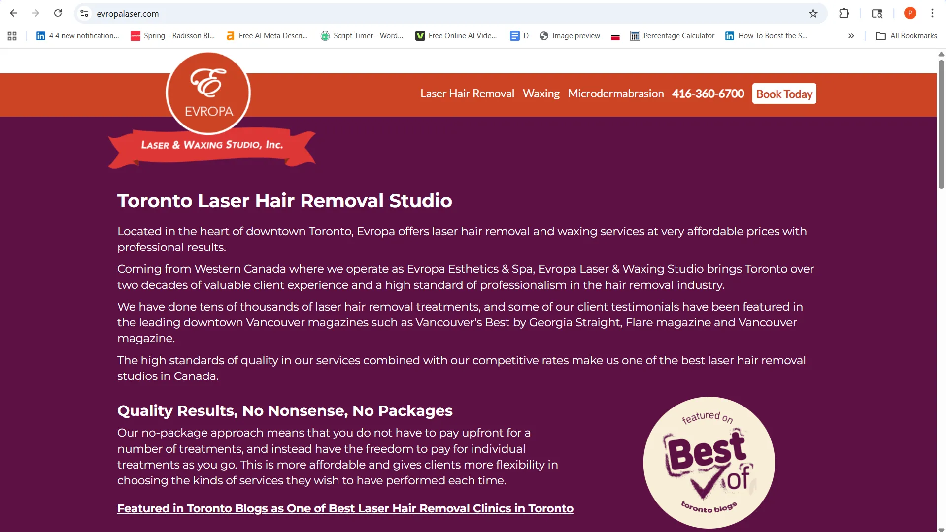 Best laser hair removal place Toronto