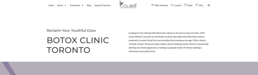 Botox Yorkville Toronto treatment served by Colibri Laser and Beauty.