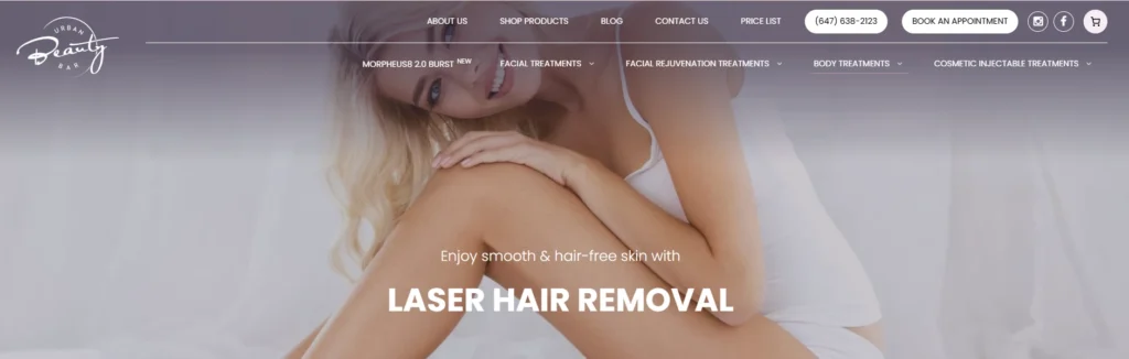 Toronto laser hair removal Etobicoke at Urban Beauty Bar for effective and long-lasting results.