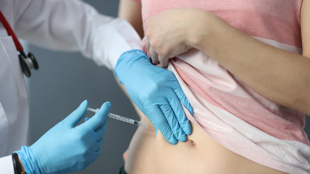 Adipose lipolysis injection for weight loss management and body contouring.
