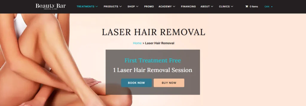 Beauty Bar Clinics - back laser hair removal in Toronto.