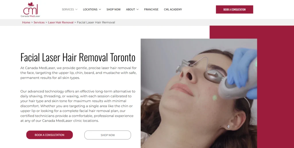 Canada MedLaser - one of the facial laser hair removal clinics in Toronto.