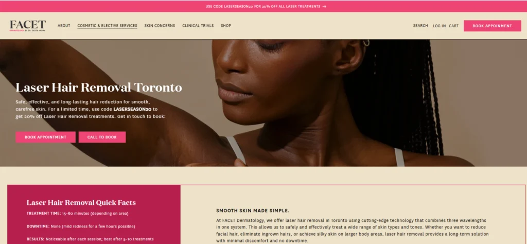 Facet Dermatology - laser hair removal for ingrown hairs in Toronto.