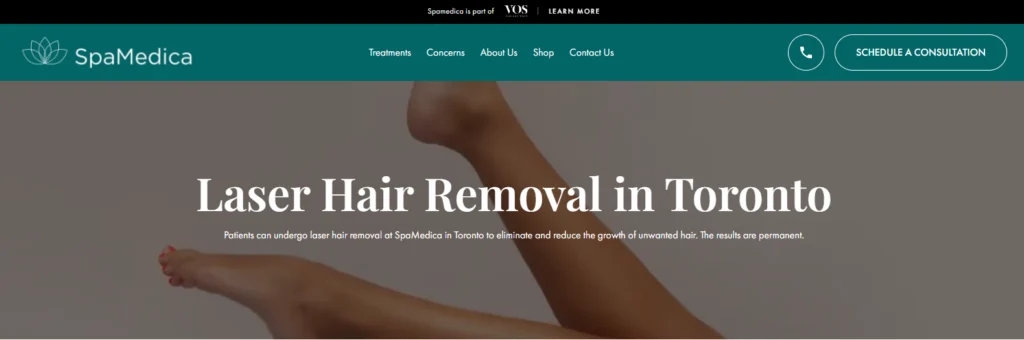 SpaMedica - laser hair removal providers near Avenue Road in Toronto.