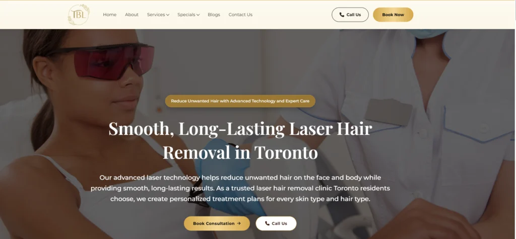 The Beauty Lounge Toronto facial laser hair removal.