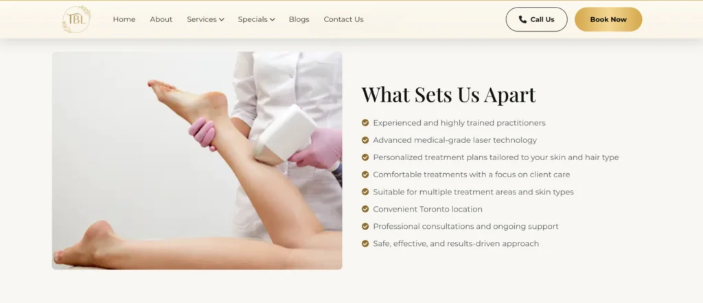 The Beauty Lounge Toronto - laser hair removal clinics for legs in Toronto.