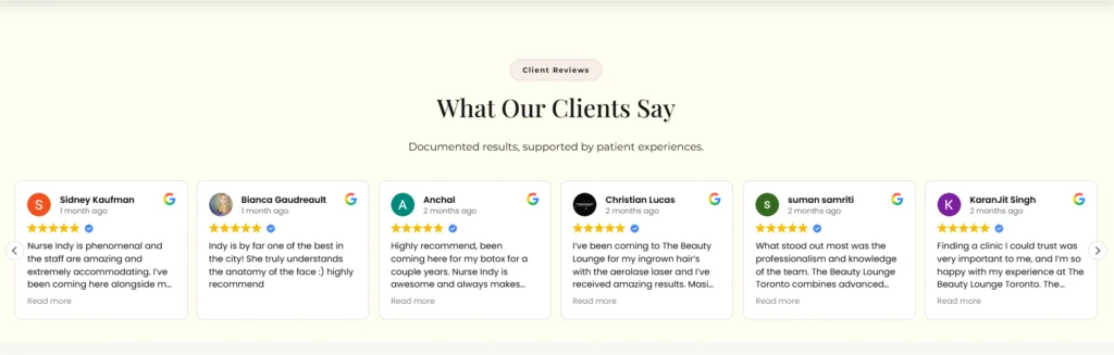 The Beauty Lounge Toronto ratings and reviews.