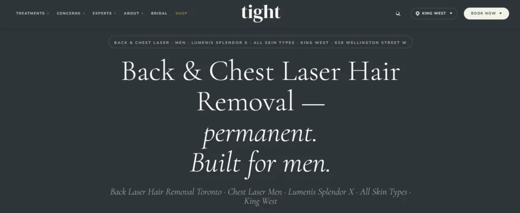 Tight Clinic - laser hair removal back hair in Toronto.