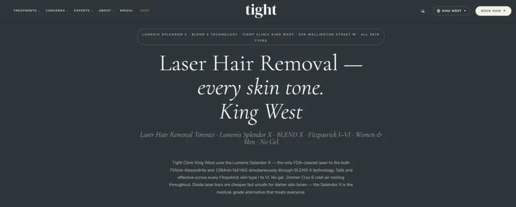 Tight Clinic - laser hair removal clinic near Avenue Road in Toronto.