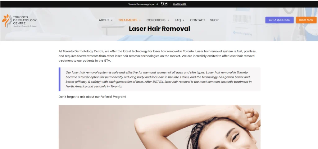Toronto Dermatology Centre - one of the facial laser hair removal clinics in Toronto.